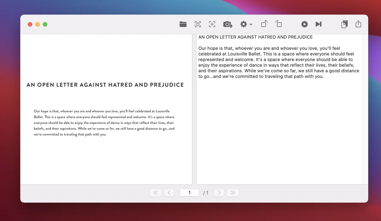 screenshot of OwlOCR recognizing text from a PDF